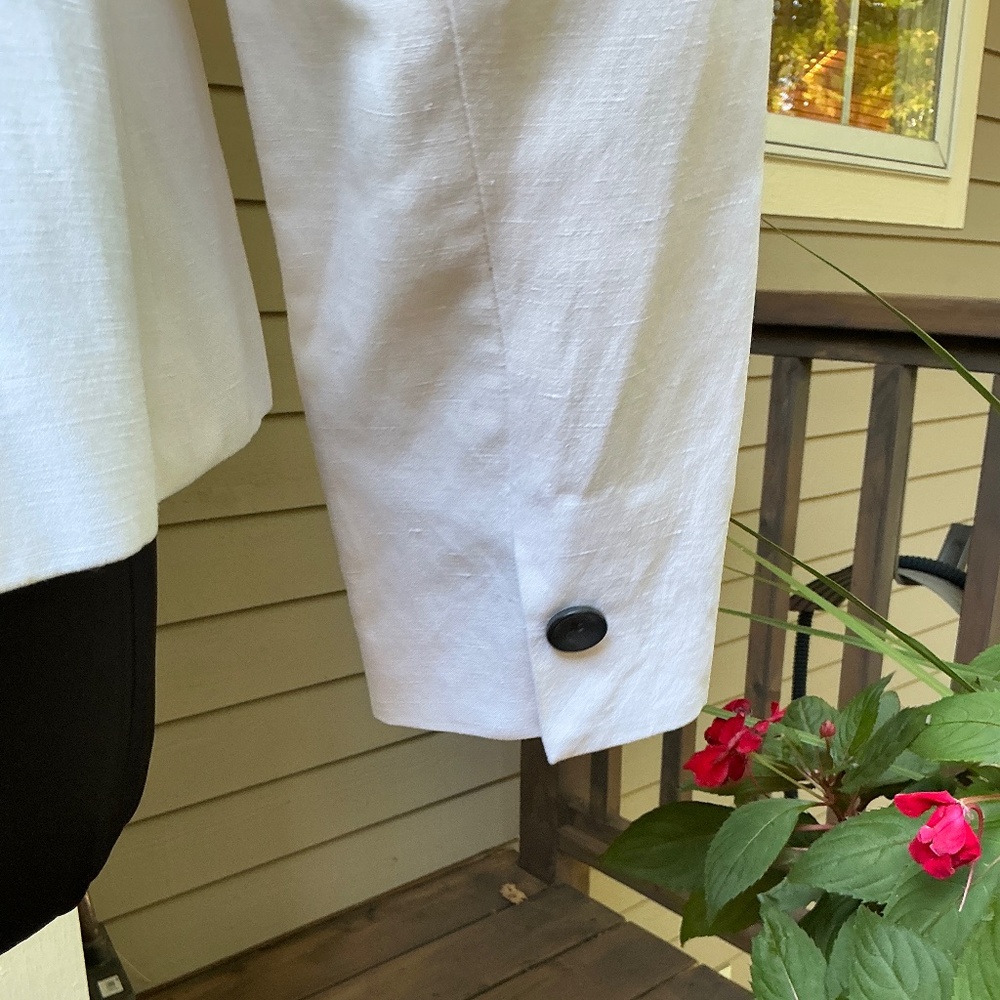 JONES WEAR PETITE Silk and Linen Blazer / Jacket Off White Size 10P - Picture 5 of 10